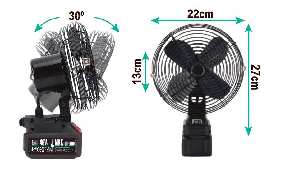 VENTILADOR PORTÁTIL A BATERÍA - RECARGABLE CON 3 VELOCIDADES Y BASE AJUSTABLE